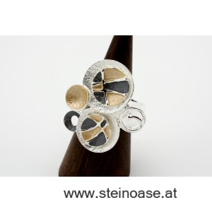 Ring 'modern'  Gold/Grau/Silber